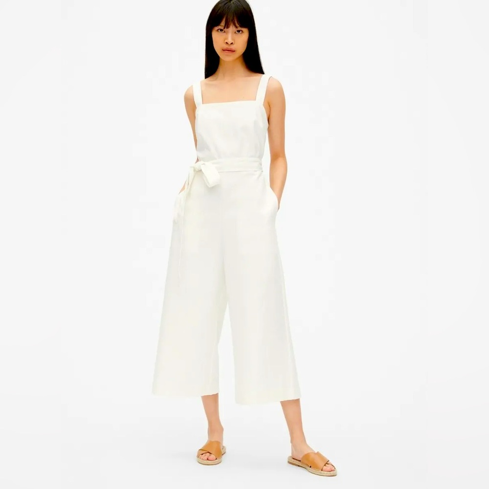 Gap Apron Wide-Leg Jumpsuit in Linen-Cotton in Off- White 14P